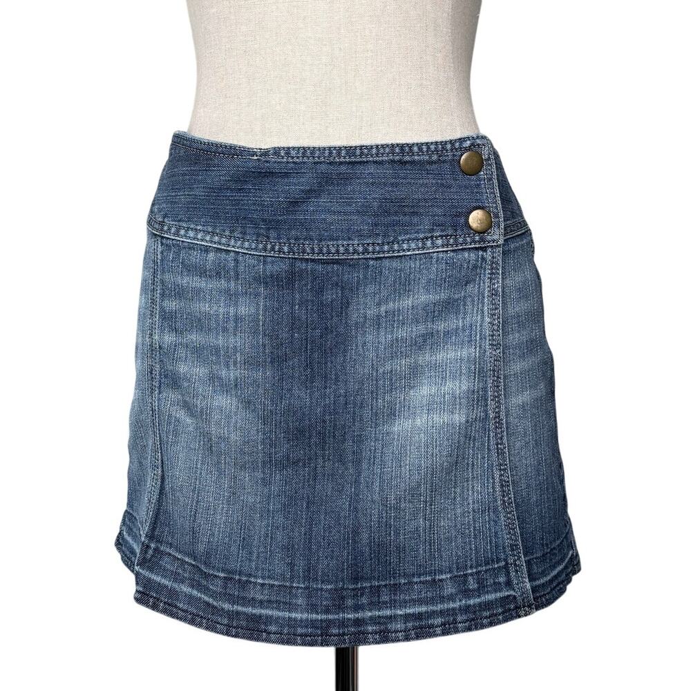 Vintage Cache Denim Skort Wrap Style Y2K Mini Skirt Blue Jean Shorts Blue Sz 8
